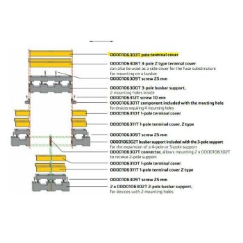  Apator - APASYS síntartóhoz 3P pólustakaró - APASYS 60mm sínrendszer 3 pólusú síntartózoz pólustakaró, sárga - HD Hungária - 0000106303T