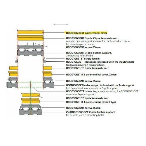 Apator - APASYS síntartóhoz 3P pólustakaró - APASYS 60mm sínrendszer 3 pólusú síntartózoz pólustakaró, sárga - HD Hungária - 0000106303T