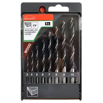   ABRABORO - 020318000580 - Rövid fafúró készlet 8 db-os ø3,0/4,0/5,0/6,0/7,0/8,0/9,0/10,0mm