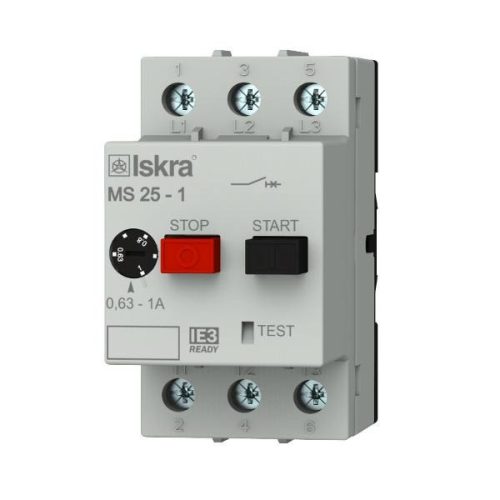 Iskra - ISKRA MS25-1 motorvédő 3P 0,63-1A - Motorvédő, 0,63-1A - HD Hungária - 030.107.959