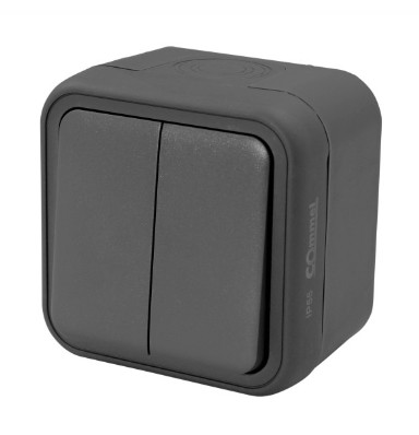 COMMEL Falon kívüli csillárkapcsoló, 10A, 250V, IP55, antracit