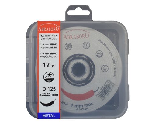 ABRABORO - 050712501012 - ABRABORO CHILI fémvágó korong, inox, 12 db-os  ø 125 x 1,0 x 22,23 T41