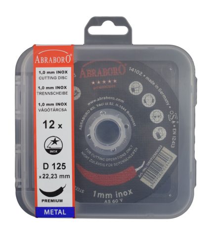 ABRABORO - 050712501013 - ABRABORO CHILI PREMIUM fémvágó korong, inox, 12 db-os ø 125 x 1,0 x 22,23 T41