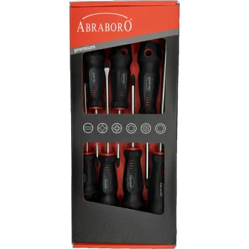  ABRABORO - 060951307001 - T2 csavarhúzó készlet 3,0 x 100/5,5 x 125/8,0 x 175/PH1 x 80/PH2 x 100/PZ1 x 80/PZ2 x 100