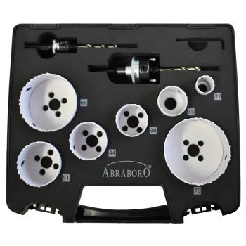   ABRABORO - 070830510000 - HSS- Bi-Metal lyukfűrész készlet ø 22/35/38/44/51/68/76+2pcs quick lock adapter with pilot drill+he x  key 