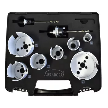   ABRABORO - 070831510000 - HM lyukfűrész készlet ø 22/35/38/44/51/68/76+2pcs quick lock adapter with pilot drill+he x  key