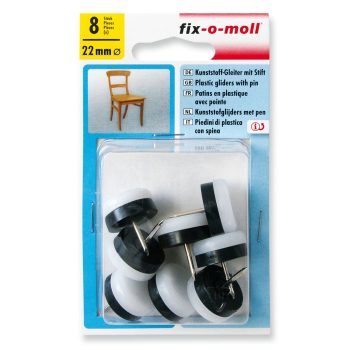   ABRABORO - 090692000000 - Műanyag bútorcsúsztató filc-szegezhető, fehér ø 22mm