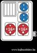 SEZ-10004889.00 - ROS-I 1600 A/S - Ipari kombináció 4mod. vezetékezve IP 44 - 2x16A/4P/400V+2x250V (védelem nélkül)