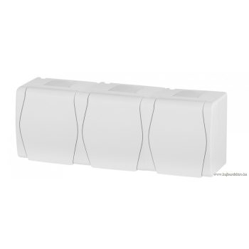 HERMES 1026-00 3x2P+F 3xdugalj, fehér fedéllel IP.44