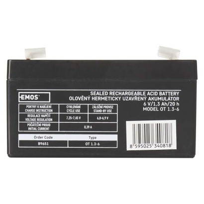 EMOS--B9651 - AKKU.SLA 6V 1,3AH FAST.4,7 MM