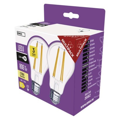 EMOS--ZF5140.2 - LED FILAMENT A60 5,9W(60W) 806LM E27 WW 2PC