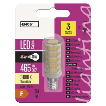 EMOS--ZQ9140 - LED JC 4,5W(40W) 465LM E14 WW