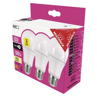 EMOS-ZQ5150.3 - LED CLS IZZÓ A60 10,7W(75W) 1060lm E27 WW 3DB - Az ár 1db termékre vonatkozik !!!