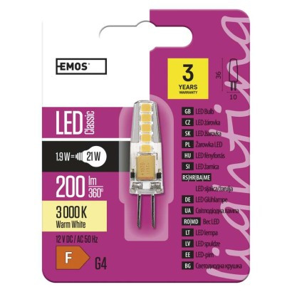 EMOS--ZQ8620 - LED CLASSIC JC 1,9W(22W) 210LM G4 WW