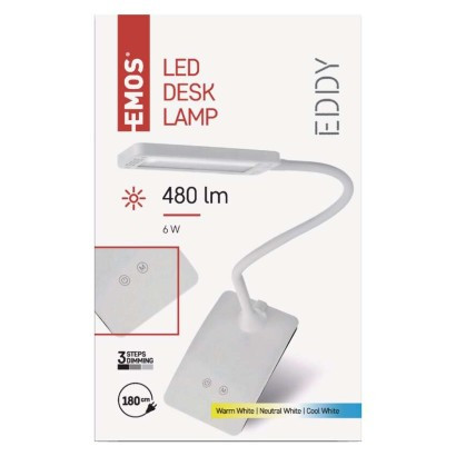 EMOS--Z7599W - LED ASZTALI LÁMPA EDDY FEHÉR