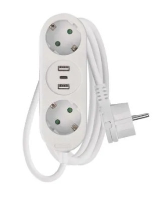EMOS--P0221U - HOSSZABBÍTÓ 2 ALJZAT 1,5M+ 2× USB A+1× USB C