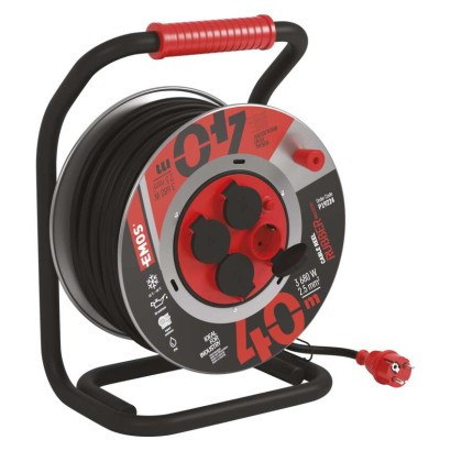 EMOS--P19224 - FÉM KÁBELDOB 4ALJZAT 40M 2,5MM RAD/NEOPRÉN SCHUKO
