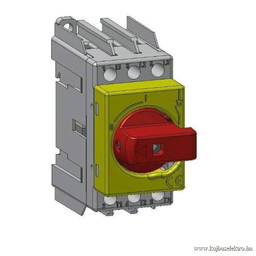 Technoelectric - SD1 3*40A, piros/sárga - Moduláris terheléskapcsoló, 3x40A, 0-1 állás, közvetlen vészhelyzeti kar (piros/sárga) - HD Hungária - 19313