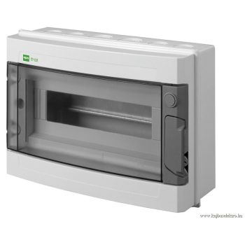   EP-LUX PLUS 12mod. (PE+N) IP65 átlátszó ajtóval, falon kívüli kiselosztó doboz