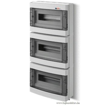   EP-LUX PLUS 3x12mod. (PE+N) IP65 átlátszó ajtóval, falon kívüli kiselosztó doboz