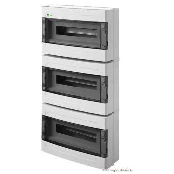   EP-LUX PLUS 3x18mod. (PE+N) IP65 átlátszó ajtóval, falon kívüli kiselosztó doboz