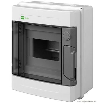   EP-LUX PLUS 6mod. (PE+N) IP65 átlátszó ajtóval, falon kívüli kiselosztó doboz