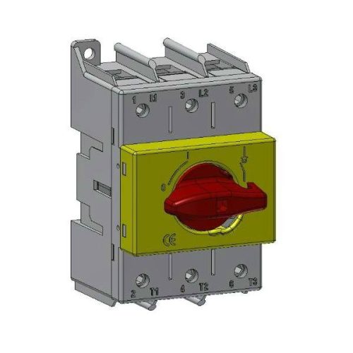 Technoelectric - SD3 3*160A, piros/sárga - Moduláris terheléskapcsoló, 3x160A, 0-1 állás, közvetlen vészhelyzeti kar (piros/sárga) - HD Hungária - 19712