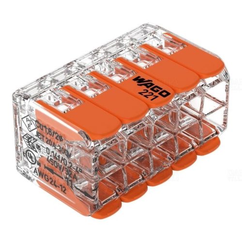 WAGO 221-420 vezetékösszekötő oldható 32A/450V leágazás 10x 0.2-4mm2 átlátszó polikarbonát (PC)