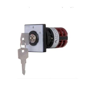   Apator - 4G10-10-US30 - Ipari kapcsoló, előlapra, Ith:16A, 3 pólus 0-1 állás, fi30,5 furatba, kulcsos, előlappal - HD Hungária - 40002410563-241210-011