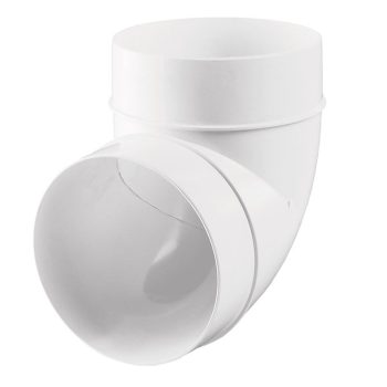   222 P Fehér, műanyag könyök idom, 125mm körcsatornához, 90°