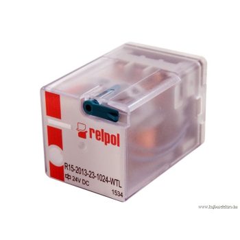   Relpol - R15-2013-23-1024-WTL - Ipari relé, 3C/O, 10A, 24VDC, tesztkar, LED - HD Hungária - 804597