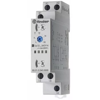   FINDER 80.91.0.240.0000 Sorolható időrelé 0,1s-1nap 1-v 12-240V50Hz 16A 12-240VDC