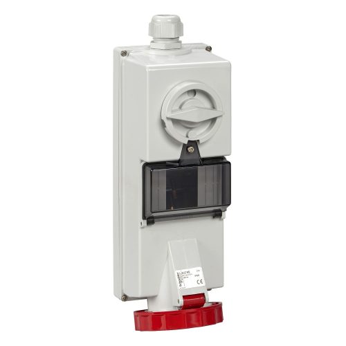 SCHNEIDER 83796 - ISOBLOCK Falra szerelhető, reteszelhető aljzat, 3P+N+F, 6h, 32A, 415V, IP65, DIN sínnel