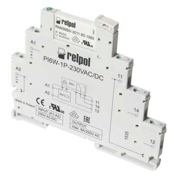   Relpol - PIR6W-1P 230VAC/DC-10 - Interfész relé, 230VAC/DC, 1C/O, 6A, szürke - HD Hungária - 856070