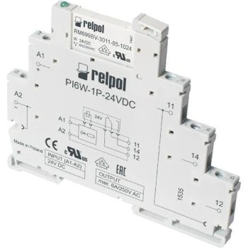  Relpol - PIR6W-1P-12VDC - Interfész relé, 12VDC, 1C/O, 6A, szürke - HD Hungária - 856071