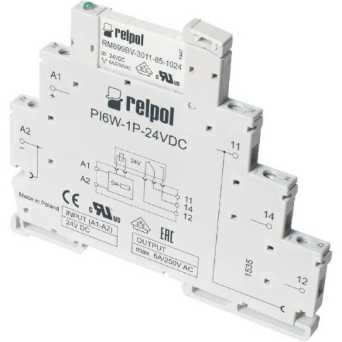 Relpol - PIR6W-1P-12VDC - Interfész relé, 12VDC, 1C/O, 6A, szürke - HD Hungária - 856071
