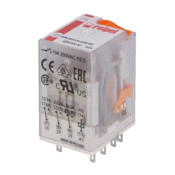   Relpol - R3N-2013-23-5230-WTL - Miniatűr ipari relé, 10A 3C/O, 230VAC, tesztkar, LED - HD Hungária - 860408