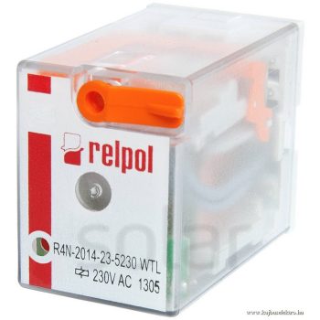   Relpol - R4N-2014-23-5230-WTL - Miniatűr ipari relé, 4C/O, 7A, 230VAC, tesztkar, LED - HD Hungária - 860414