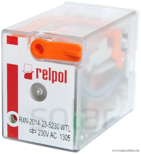 Relpol - R4N-2014-23-5230-WTL - Miniatűr ipari relé, 4C/O, 7A, 230VAC, tesztkar, LED - HD Hungária - 860414