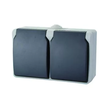   SOMOGYI ELEKTRONIC - 9872H - AQUATOP, falon kívüli, 2 férőhelyes dugalj, vízszintes IP54 szürke
