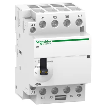   SCHNEIDER A9C21864 - ACTI9 iCT63A kézi vezérlésű kontaktor, 50Hz, 4NO, 220-240VAC