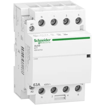   SCHNEIDER A9C24763 - ACTI9 iCT63A kontaktor, 50Hz, 4NO, 3P+F, 220-240VAC