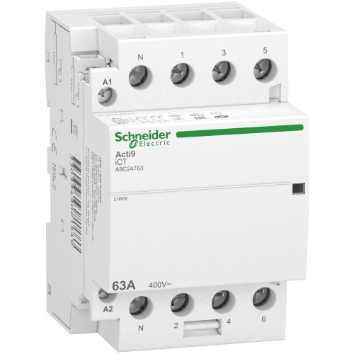 SCHNEIDER A9C24763 - ACTI9 iCT63A kontaktor, 50Hz, 4NO, 3P+F, 220-240VAC