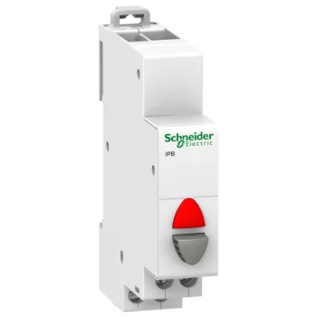   SCHNEIDER A9E18037 - ACTI9 iPB nyomógomb, 1NC, szürke, piros LED, 110-230VAC