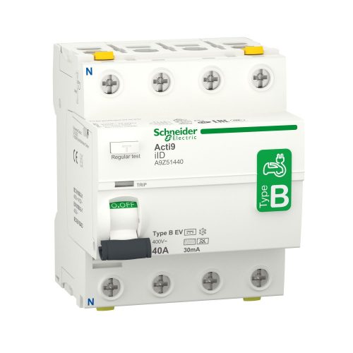 SCHNEIDER A9Z51440 - ACTI9 iID EV áram-védőkapcsoló, B osztály, 4P, 40A, 30mA