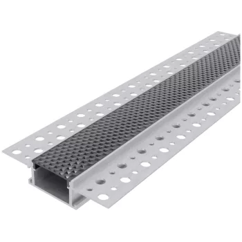   Avide Alu Profil "U" 61x14mm Gipszkartonba Süllyeszthető Fekete méhsejt búrával 1m