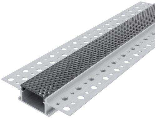 Avide Alu Profil "U" 61x14mm Gipszkartonba Süllyeszthető Fekete méhsejt búrával 1m