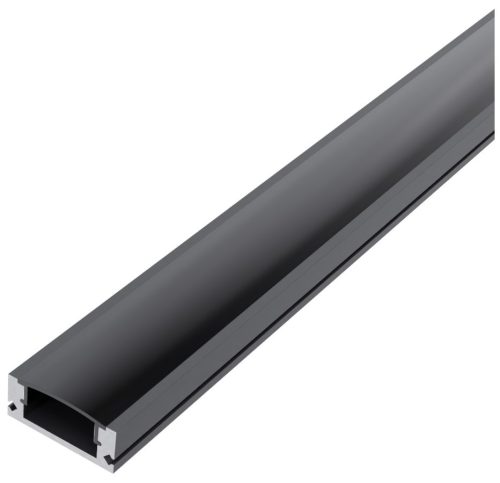 Avide Alu Profil "U" 17.4x7mm Falon Kívüli Fekete - Fekete búrával 1m