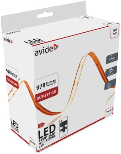 Avide LED Szalag Bliszter RF 24V COB WW IP20 2m