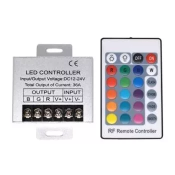   Avide LED Szalag 12-24V 432W RGB 24 Gombos RF Távirányító és Vezérlő